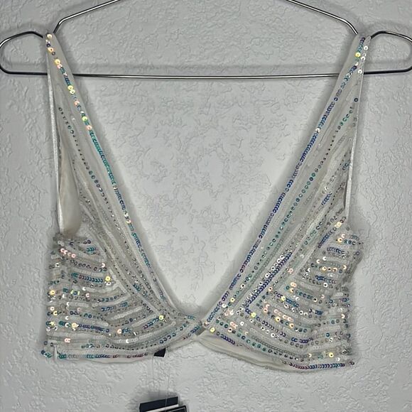 NWT Retrofete Magda Sequins Top Small White Revolve - Picture 2 of 12